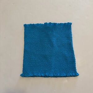 Blue Smocked Tube Top